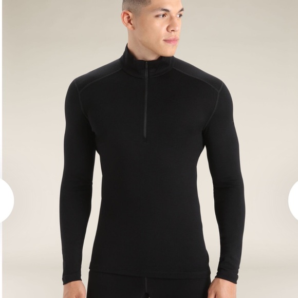 Men’s Icebreaker Merino 260 Bodyfit Half Zip Thermal Top Size Medium Black - Picture 1 of 14